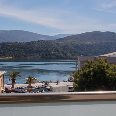 Balcony view from the Double or twin hotel room in Argostoli with sea view 20m2